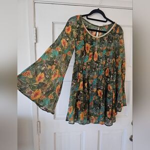 Anthropologie Farm Rio Open Back Butterfly Dress